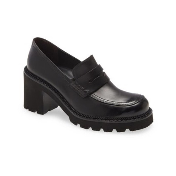 Paul Green Shoes - Paul Green Janice Lug Platform Chunky Loafers Shoes Black Leather size 9.5